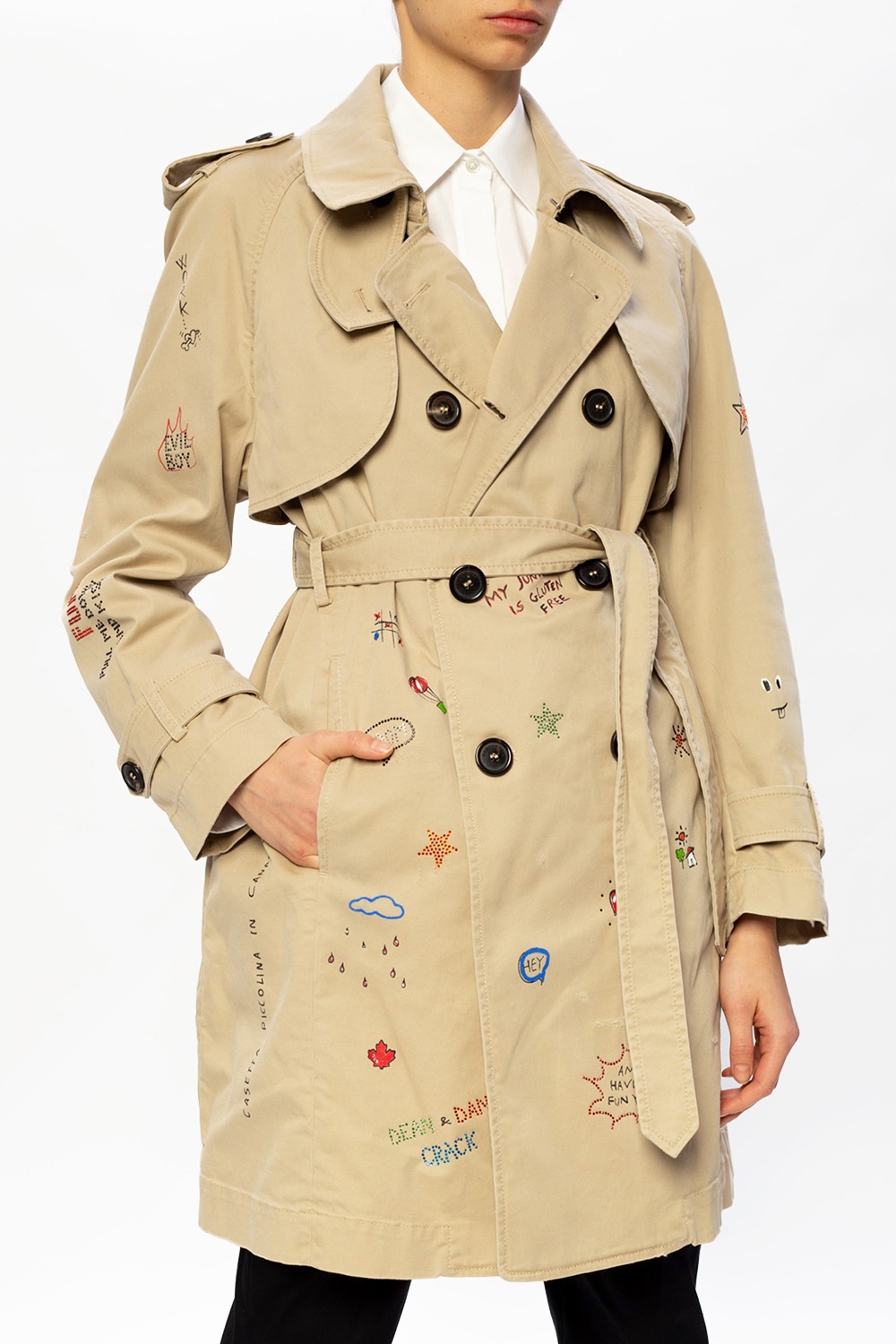 Printed trench coat Dsquared2 - IetpShops US